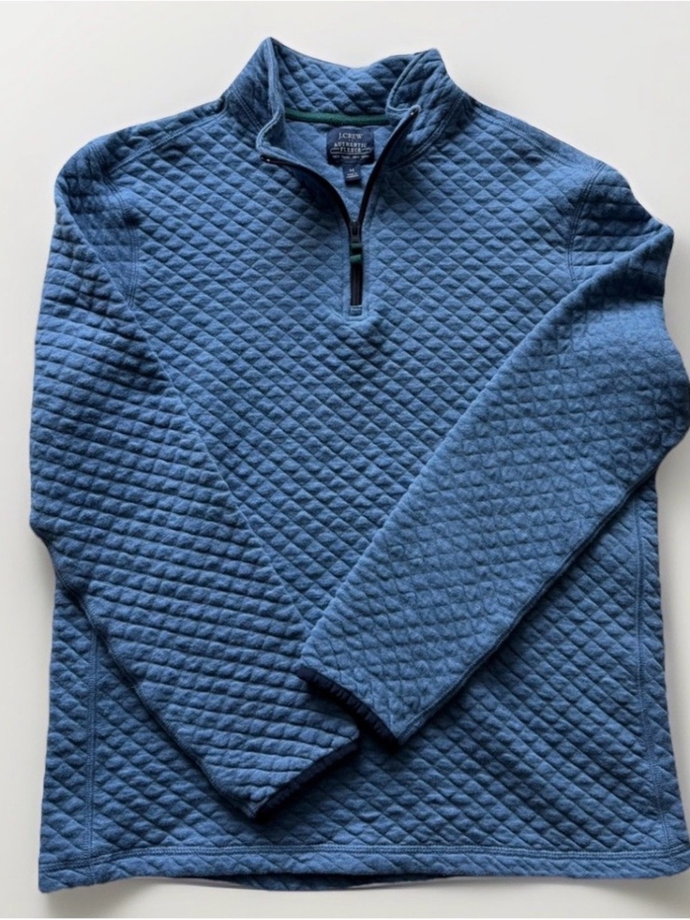J. Crew Quilted Half-Zip Sweater in Dusty Blue